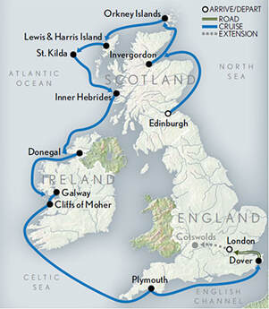 2024 Cruising British Isles Map, Abercrombie & Kent